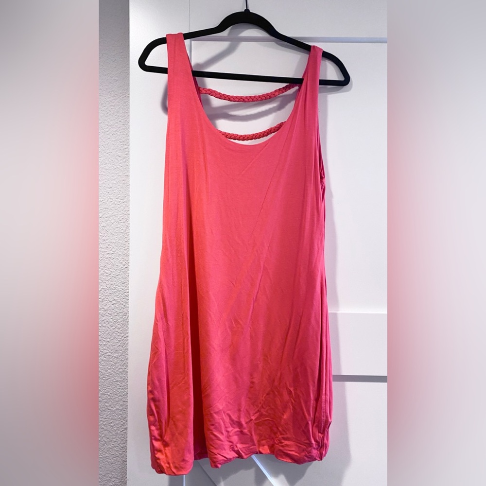 Soprano mini coral sundress with strappy braid detail double layer size XL